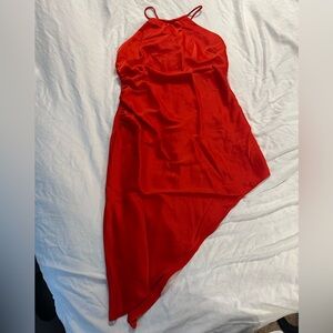 NWT NOOKIE Red Satin Halter Asymmetric Gypsy Mini Dress - Revolve Designer